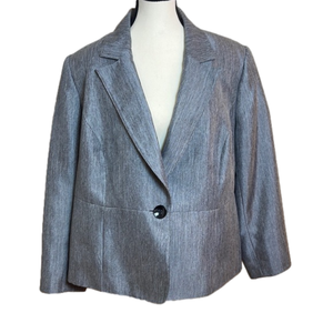 Jones Studio Women’s Jacket Blazer Buttoned Charcoal Lined Size 16W long sleeve